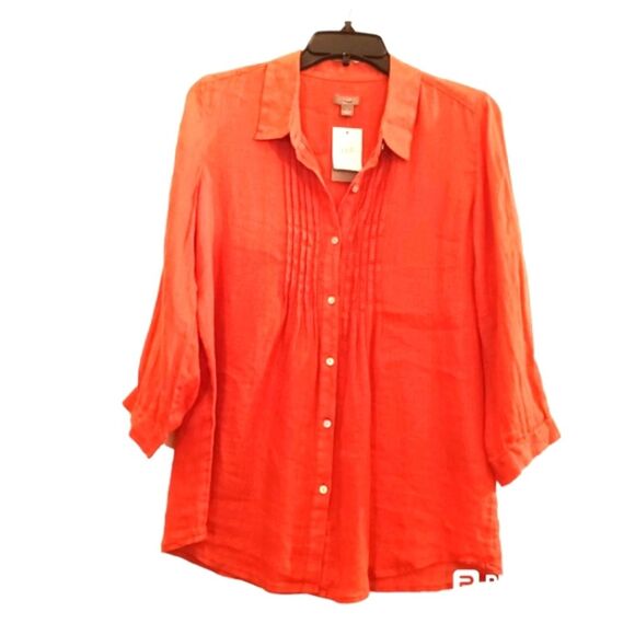 NWT J.Jill Linen Long Sleeve Collared Button Up Shirt Sz S - Picture 1 of 4